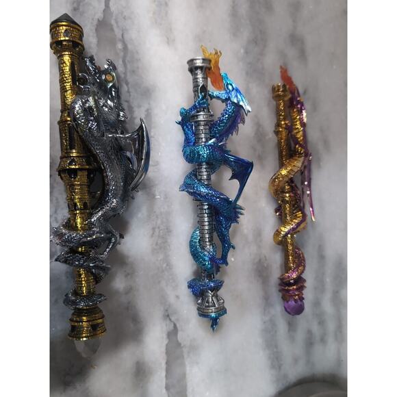 The Hamilton Collection Wands Of Wonder, Lot Of 4, Magical Dragon Wands, Flaw - Picture 9 of 10